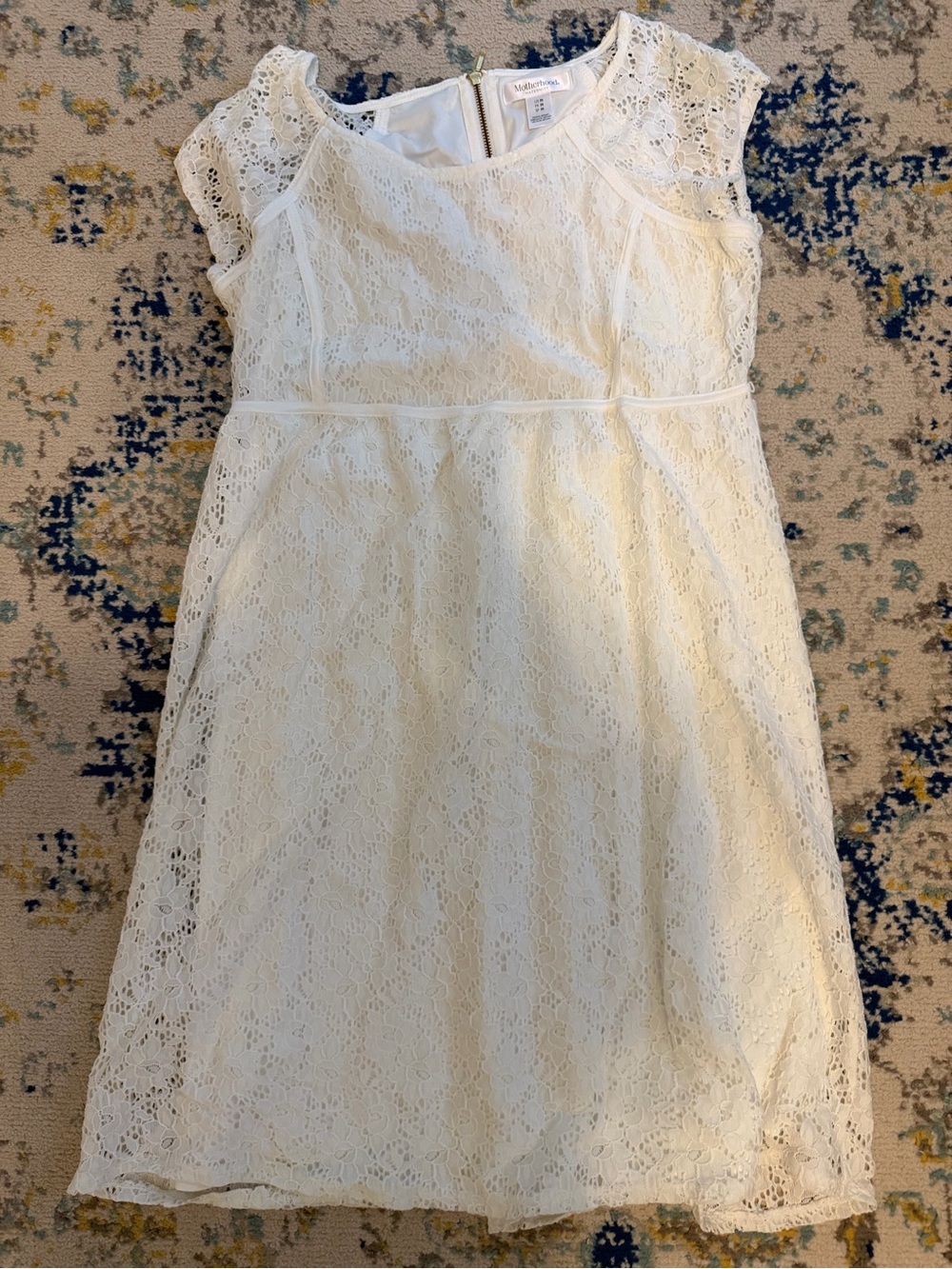 Motherhood maternity Cream Lace Cap Sleeve Dress